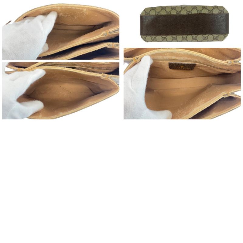 Gucci Vintage Sherry Line Old Gucci Beige GG Supreme Canvas Shoulder Bag Women