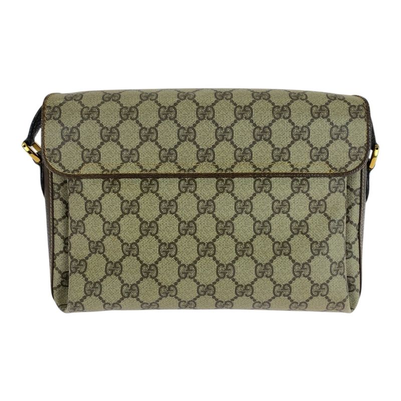 Gucci Vintage Sherry Line Old Gucci Beige GG Supreme Canvas Shoulder Bag Women