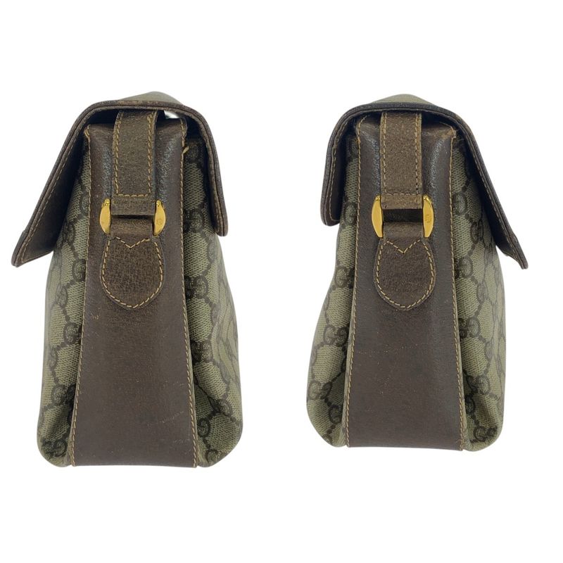 Gucci Vintage Sherry Line Old Gucci Beige GG Supreme Canvas Shoulder Bag Women