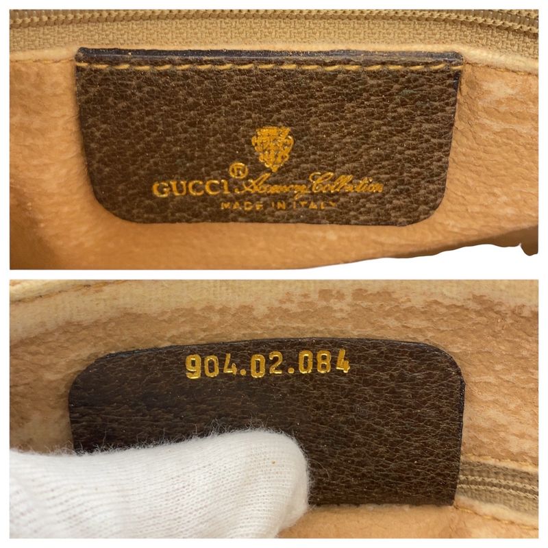 Gucci Vintage Sherry Line Old Gucci Beige GG Supreme Canvas Shoulder Bag Women