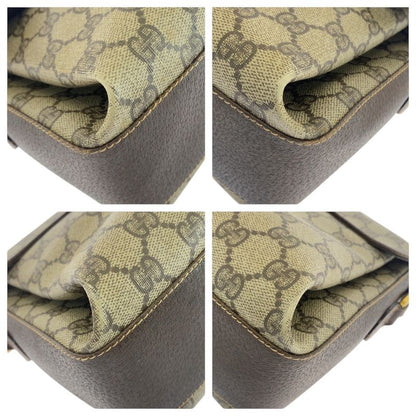 Gucci Vintage Sherry Line Old Gucci Beige GG Supreme Canvas Shoulder Bag Women