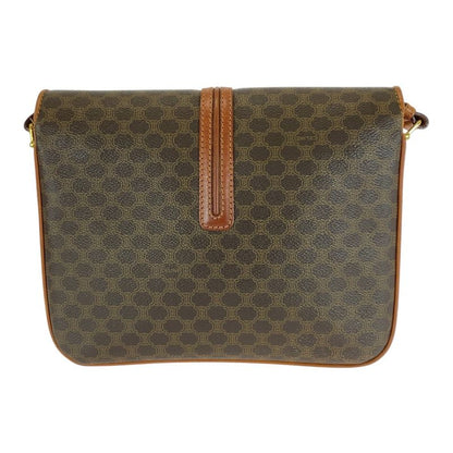 Celine Macadam Pattern Brown Gold Hardware PVC Leather Dm91 Shoulder Bag Women