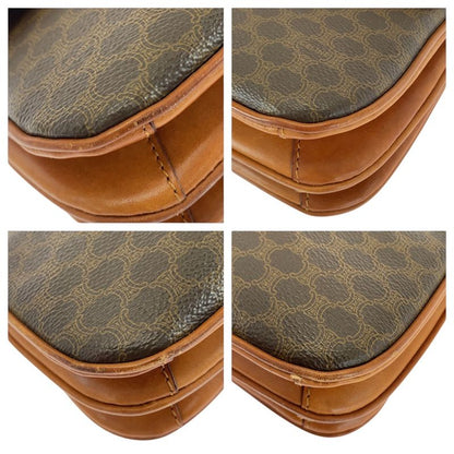 Celine Macadam Pattern Brown Gold Hardware PVC Leather Dm91 Shoulder Bag Women