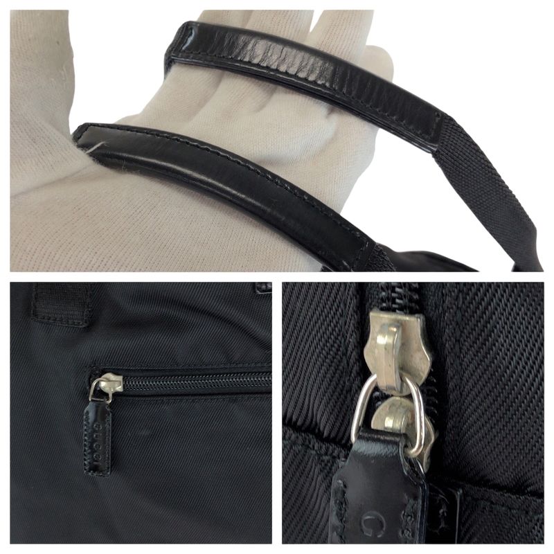 Gucci Unisex Black Silver Hardware Nylon 012 0389 Boston Bag Handbag Ladies