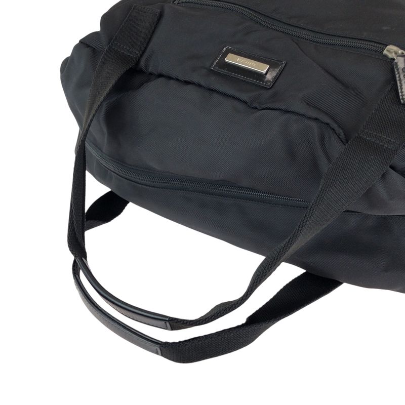 Gucci Unisex Black Silver Hardware Nylon 012 0389 Boston Bag Handbag Ladies