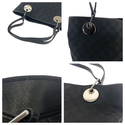 Gucci Black Silver Hardware GG Canvas 10836 Tote Bag Shoulder Bag Women 506382
