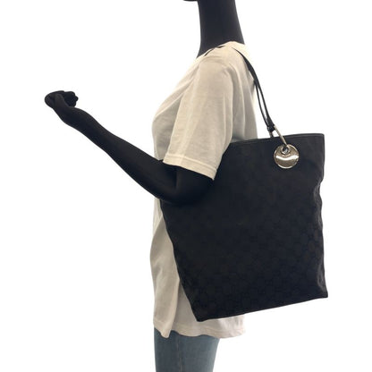 Gucci Black Silver Hardware GG Canvas 10836 Tote Bag Shoulder Bag Women 506382
