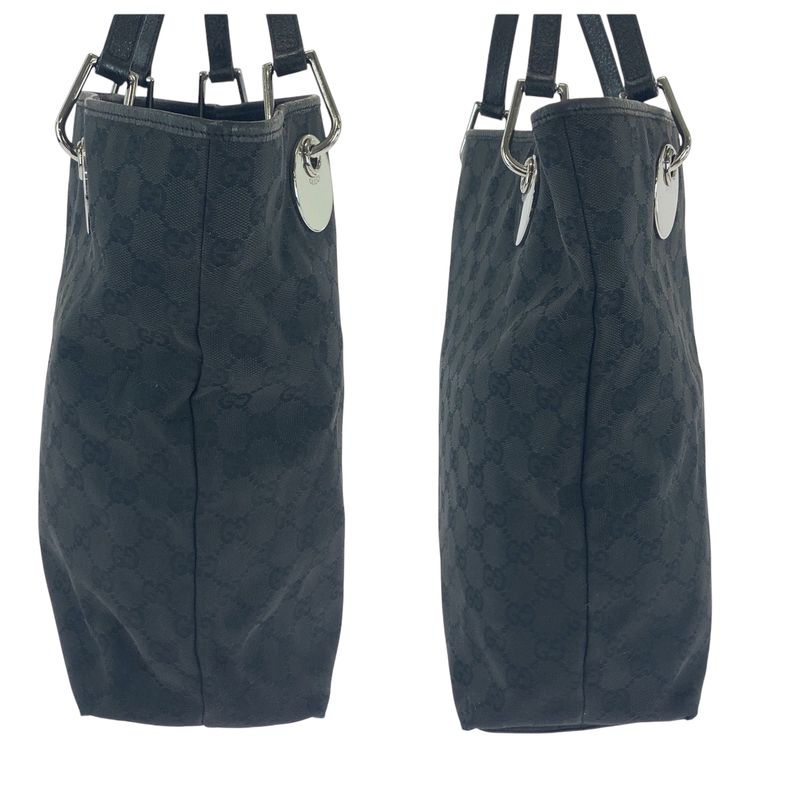 Gucci Black Silver Hardware GG Canvas 10836 Tote Bag Shoulder Bag Women 506382