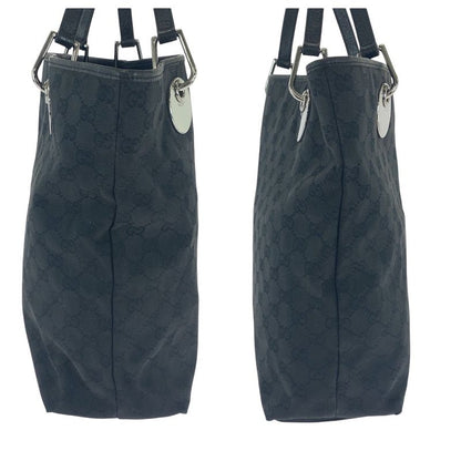 Gucci Black Silver Hardware GG Canvas 10836 Tote Bag Shoulder Bag Women 506382