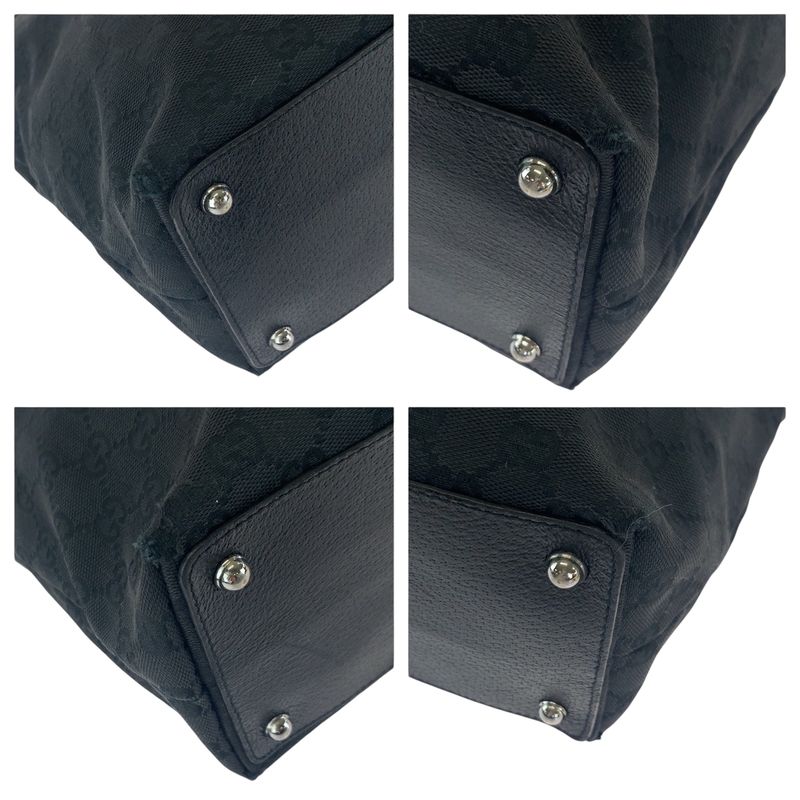 Gucci Black Silver Hardware GG Canvas 10836 Tote Bag Shoulder Bag Women 506382