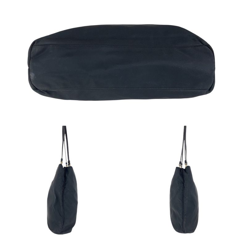 Prada Tessuto Triangle Logo Plate Black Gold Hardware Nylon Leather Tote Bag