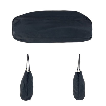 Prada Tessuto Triangle Logo Plate Black Gold Hardware Nylon Leather Tote Bag