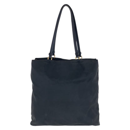 Prada Tessuto Triangle Logo Plate Black Gold Hardware Nylon Leather Tote Bag