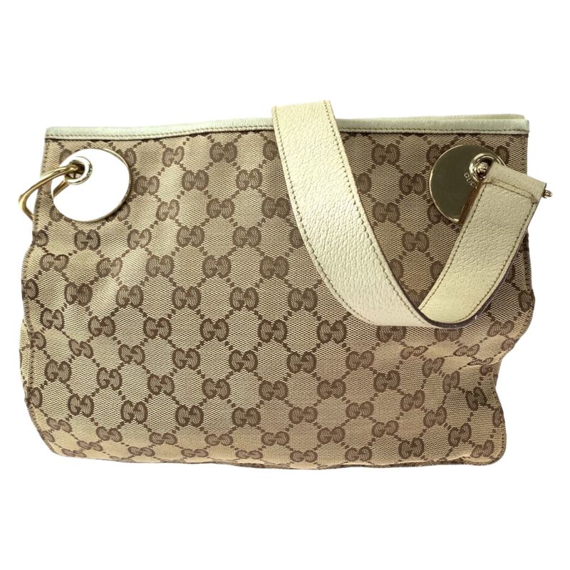 Gucci Brown Beige Gold Hardware GG Canvas 120841 Shoulder Bag Crossbody