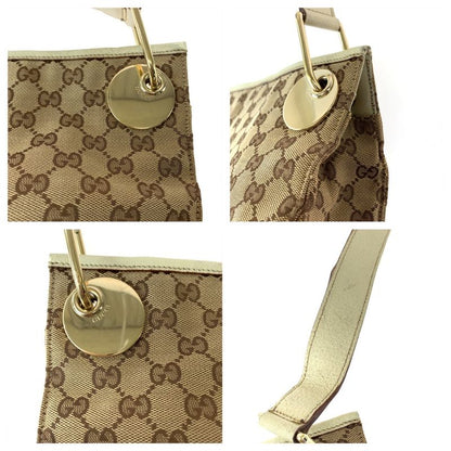 Gucci Brown Beige Gold Hardware GG Canvas 120841 Shoulder Bag Crossbody