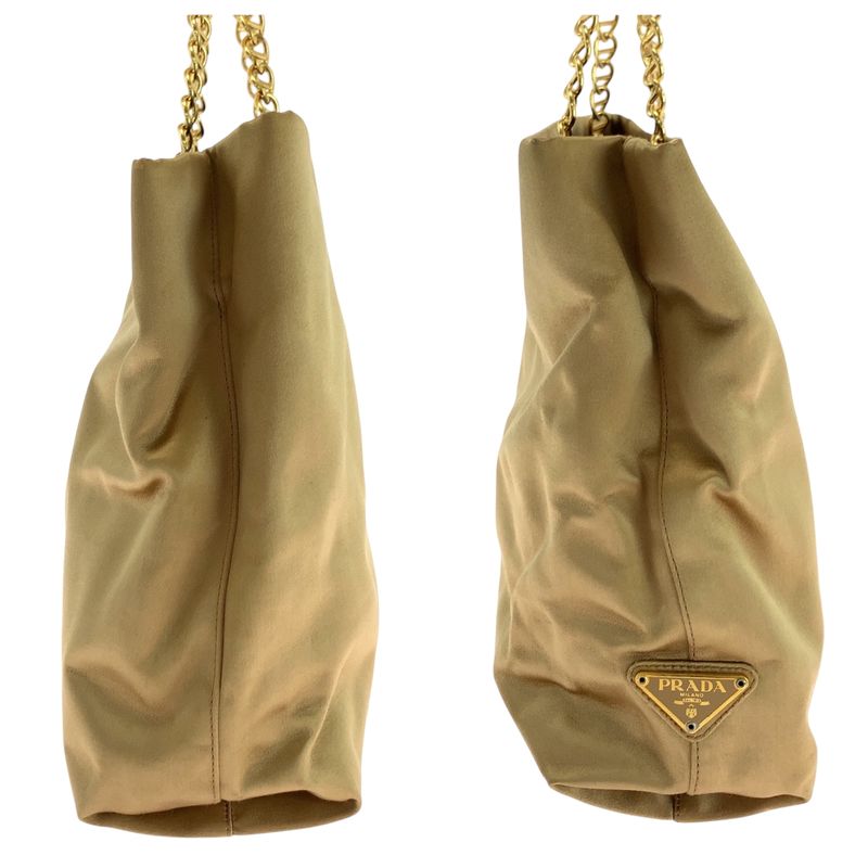 Prada Gold Hardware Satin Chain Tote Handbag Women 506390
