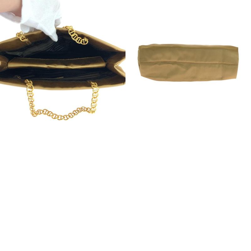 Prada Gold Hardware Satin Chain Tote Handbag Women 506390