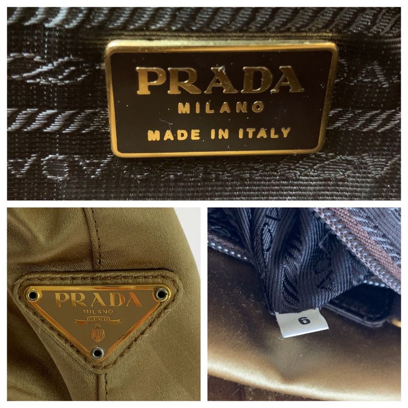 Prada Gold Hardware Satin Chain Tote Handbag Women 506390