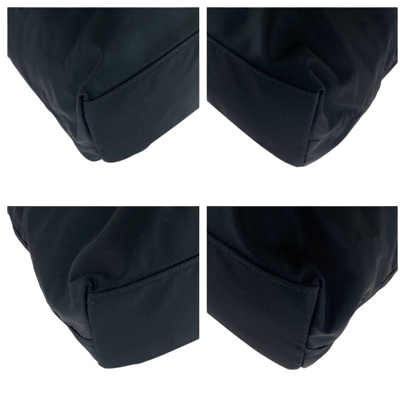 Prada Tessuto Triangle Logo Plate Black Silver Hardware Nylon Tote Bag Shoulder