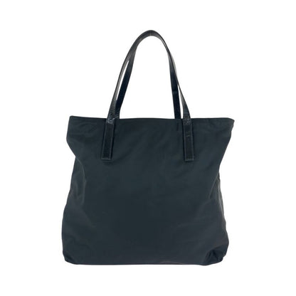 Prada Tessuto Triangle Logo Plate Black Silver Hardware Nylon Tote Bag Shoulder
