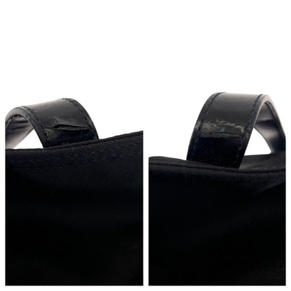 Prada Tessuto Triangle Logo Plate Black Silver Hardware Nylon Tote Bag Shoulder