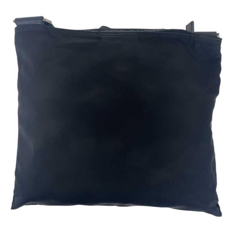 Prada Tessuto Triangle Logo Plate Black Silver Hardware Nylon Shoulder Bag