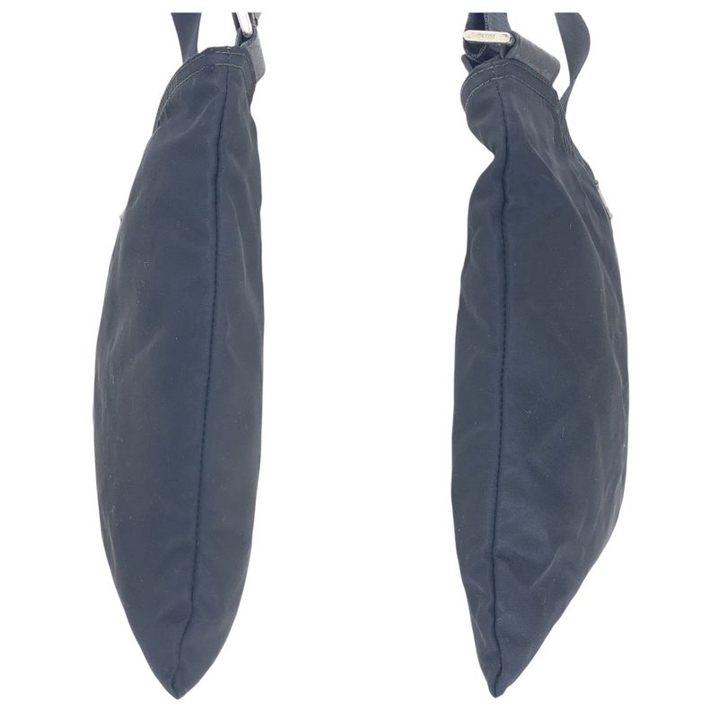 Prada Tessuto Triangle Logo Plate Black Silver Hardware Nylon Shoulder Bag