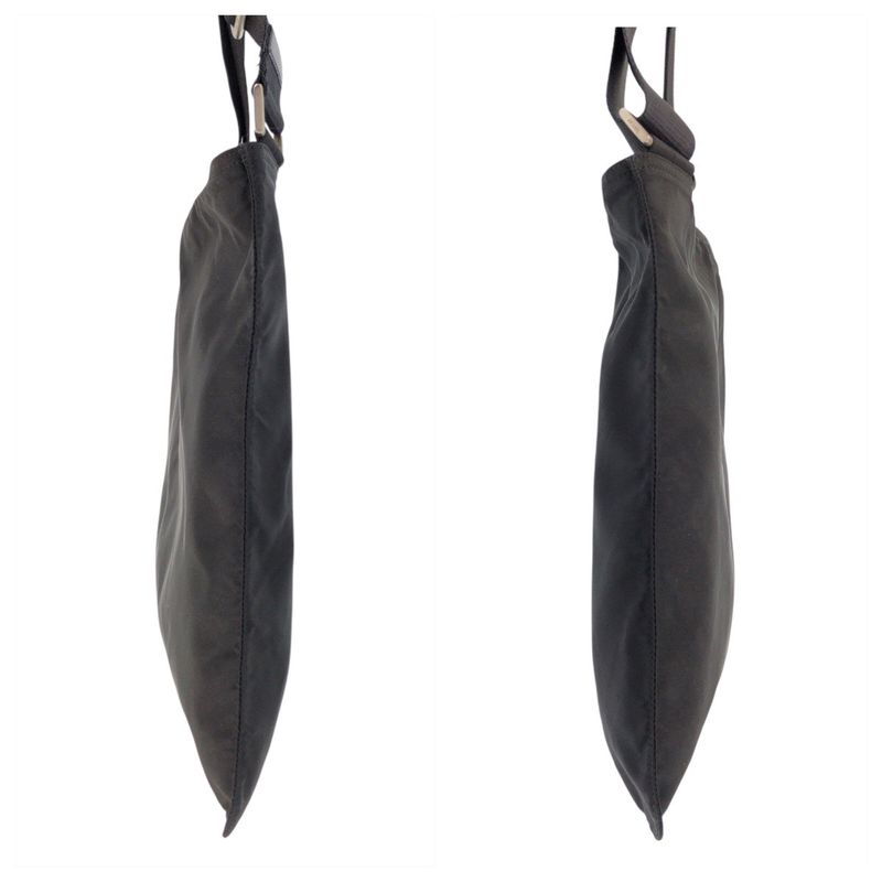 Prada Tessuto Triangle Logo Plate Black Silver Hardware Shoulder Bag Messenger