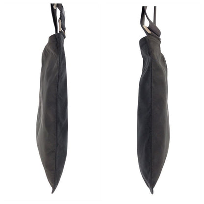 Prada Tessuto Triangle Logo Plate Black Silver Hardware Shoulder Bag Messenger