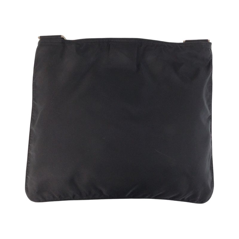 Prada Tessuto Triangle Logo Plate Black Silver Hardware Shoulder Bag Messenger