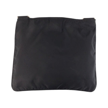 Prada Tessuto Triangle Logo Plate Black Silver Hardware Shoulder Bag Messenger