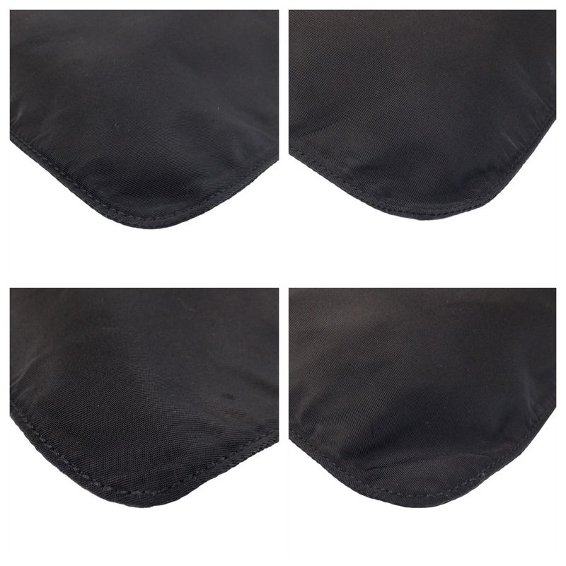 Prada Tessuto Triangle Logo Plate Black Silver Hardware Shoulder Bag Messenger