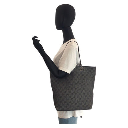 Gucci Black GG Canvas Leather 31243 Tote Bag Shoulder Bag Women 506423