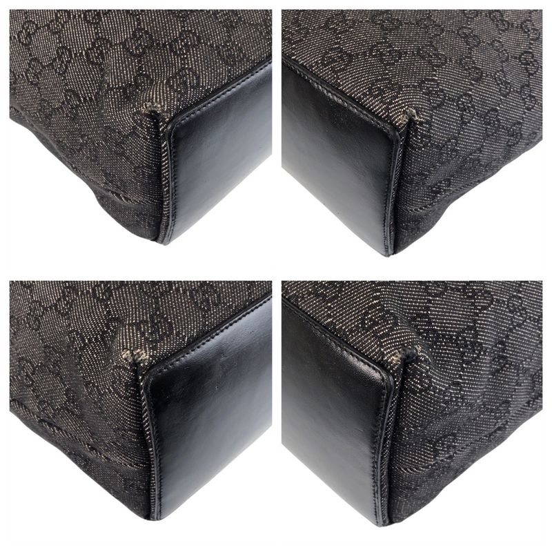 Gucci Black GG Canvas Leather 31243 Tote Bag Shoulder Bag Women 506423