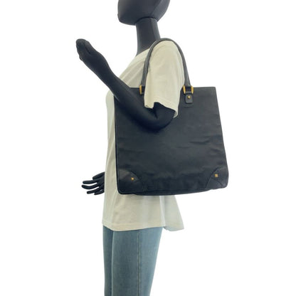 Gucci Studded Black Gold Hardware GG Canvas Leather 120898 Tote Bag Shoulder