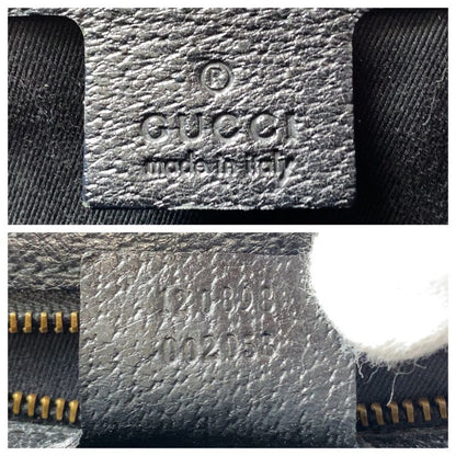 Gucci Studded Black Gold Hardware GG Canvas Leather 120898 Tote Bag Shoulder