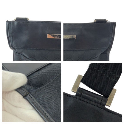 Gucci Black Silver Hardware GG Canvas 019 0348 Shoulder Bag Pochette Women