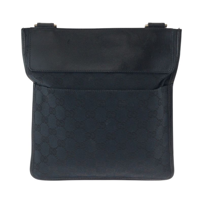 Gucci Black Silver Hardware GG Canvas 019 0348 Shoulder Bag Pochette Women