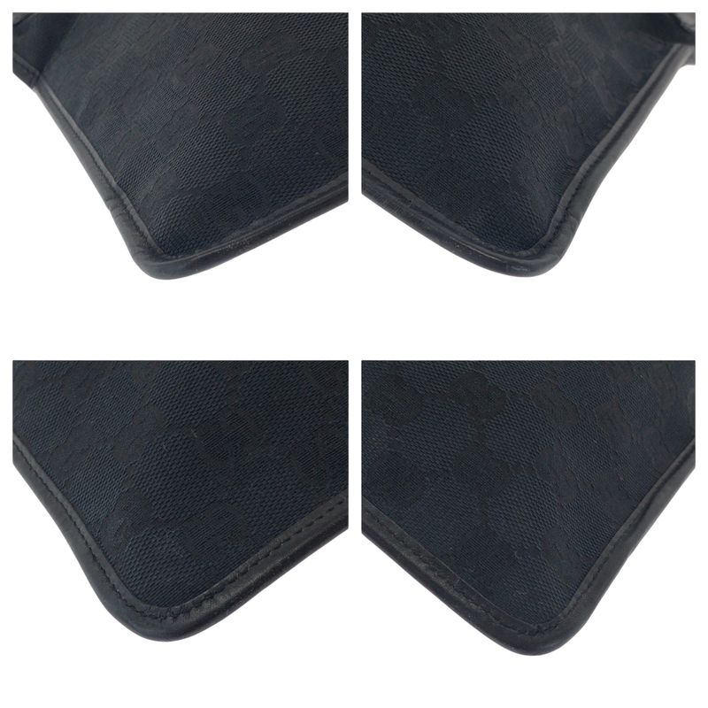 Gucci Black Silver Hardware GG Canvas 019 0348 Shoulder Bag Pochette Women