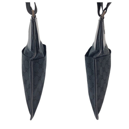 Gucci Black Silver Hardware GG Canvas 019 0348 Shoulder Bag Pochette Women