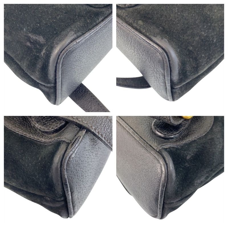 Gucci Bamboo Black Gold Hardware Suede 003 1705 0030 Backpack Women 506426