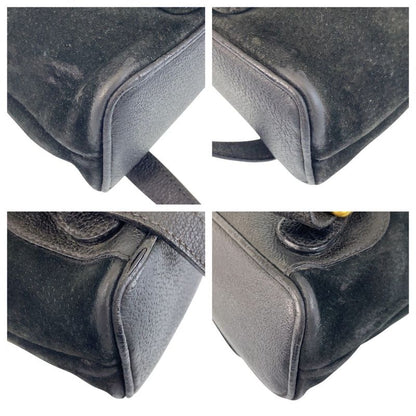 Gucci Bamboo Black Gold Hardware Suede 003 1705 0030 Backpack Women 506426