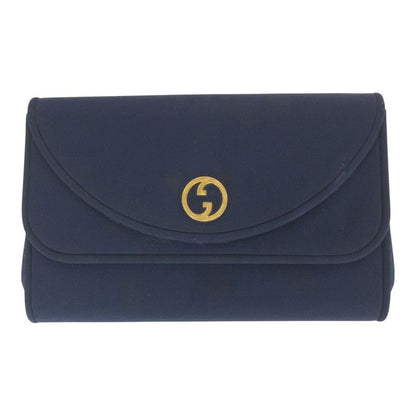 Gucci Vintage Old Gucci Navy Gold Hardware Canvas Chain Shoulder Bag Shoulder