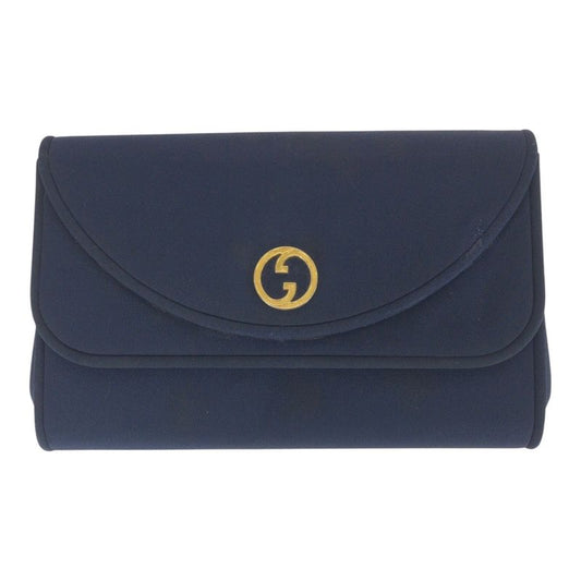 Gucci Vintage Old Gucci Navy Gold Hardware Canvas Chain Shoulder Bag Shoulder