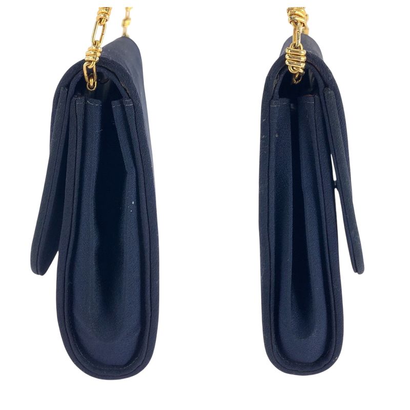 Gucci Vintage Old Gucci Navy Gold Hardware Canvas Chain Shoulder Bag Shoulder