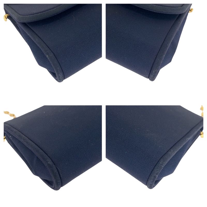 Gucci Vintage Old Gucci Navy Gold Hardware Canvas Chain Shoulder Bag Shoulder