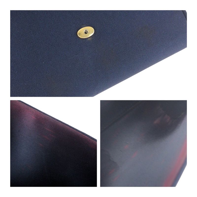 Gucci Vintage Old Gucci Navy Gold Hardware Canvas Chain Shoulder Bag Shoulder