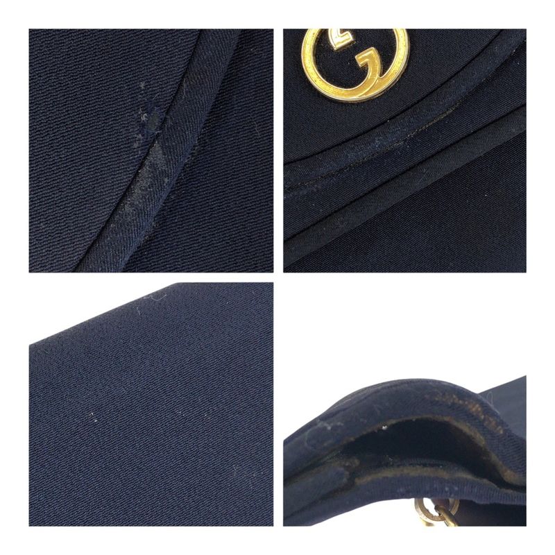 Gucci Vintage Old Gucci Navy Gold Hardware Canvas Chain Shoulder Bag Shoulder