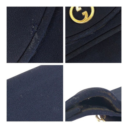 Gucci Vintage Old Gucci Navy Gold Hardware Canvas Chain Shoulder Bag Shoulder