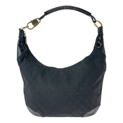 Gucci Black Gold Hardware GG Canvas Leather 001 4157 Shoulder Bag Women 506407